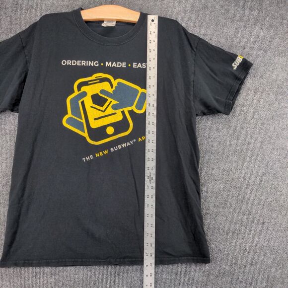 Gildan Subway App T-Shirt Mens Large Short Sleeve Black Crew Neck Heavy Cotton - Picture 10 of 12